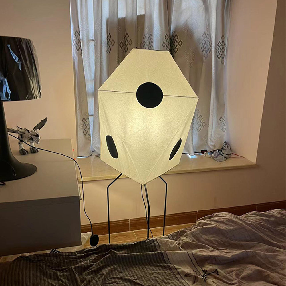 Renée Moderna Diseño Metal/Papel Lámpara de Pie Blanca