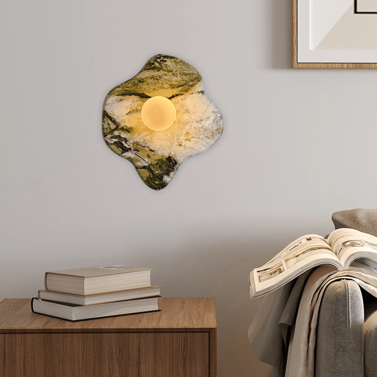 Avi Lámpara de Pared Orgánica de Mármol Verde