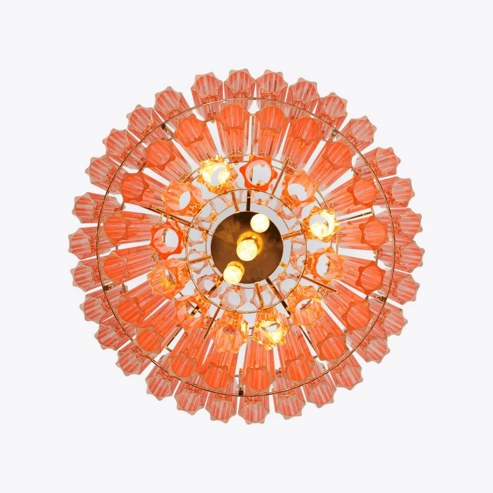 Aurora Chandelier Pink Glass Tube Layered Diamond - Letslighting