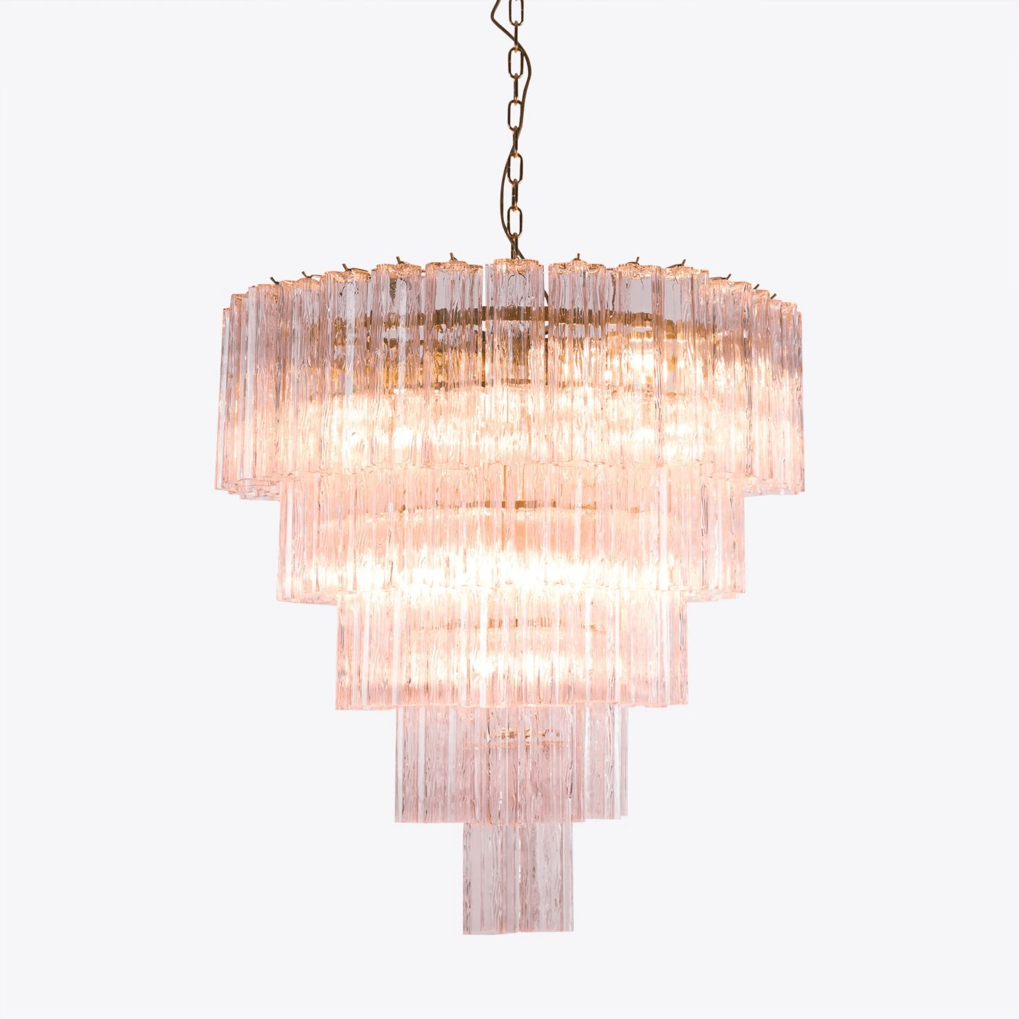 Aurora Chandelier Five Tier Fluted Glass Grande Mid Century - Letslighting