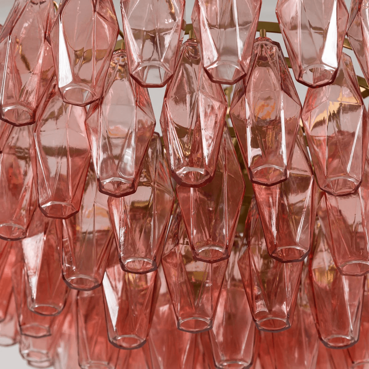 Aurora Chandelier Pink Polygon Glass Tiered Modern Artistic - Letslighting