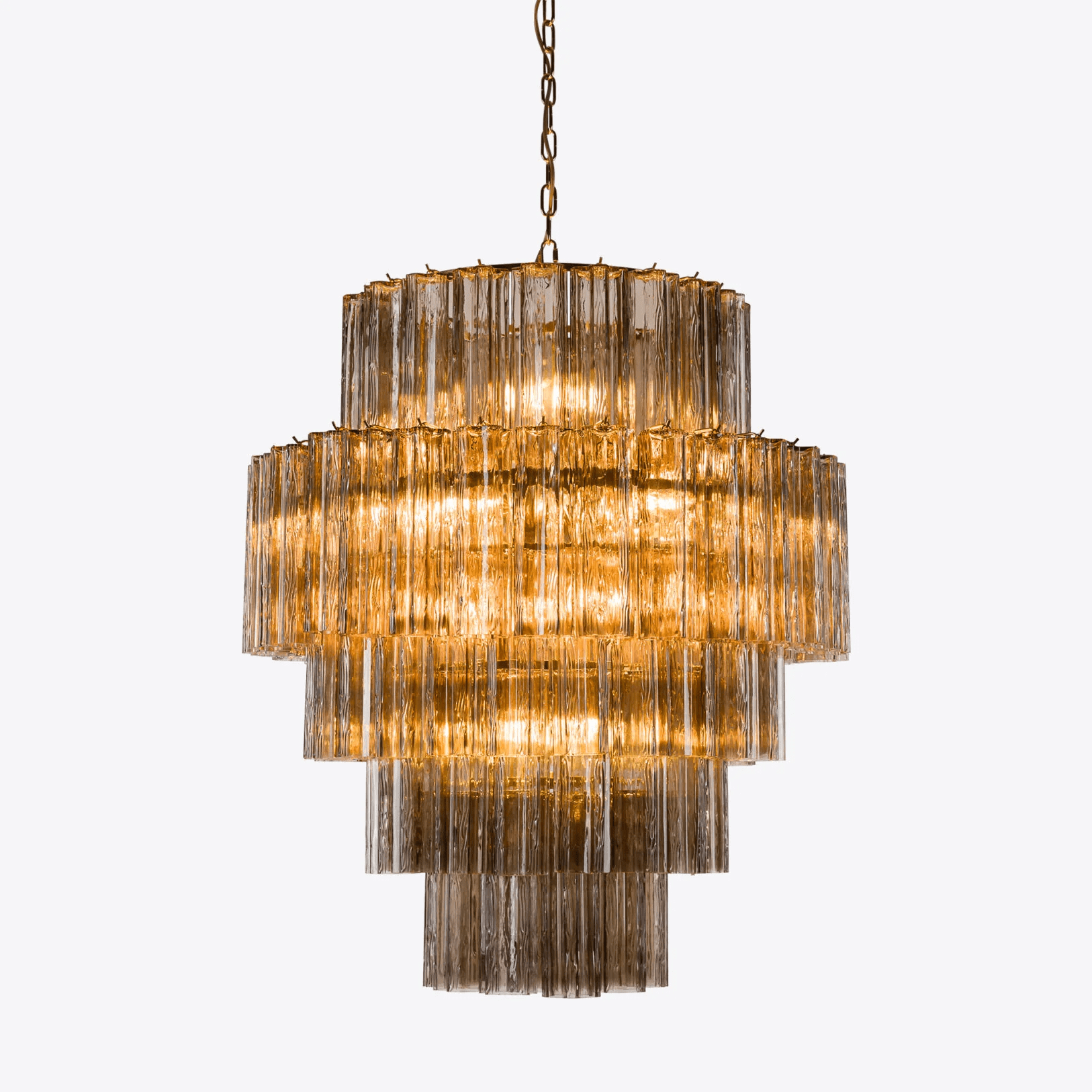 Aurora Chandelier Pink Prism Glass Layered Elegant - Letslighting