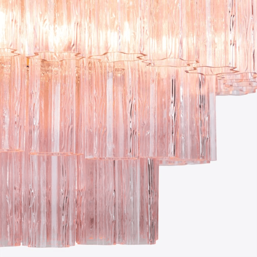 Aurora Chandelier Five Tier Fluted Glass Tube Mid Century - Letslighting