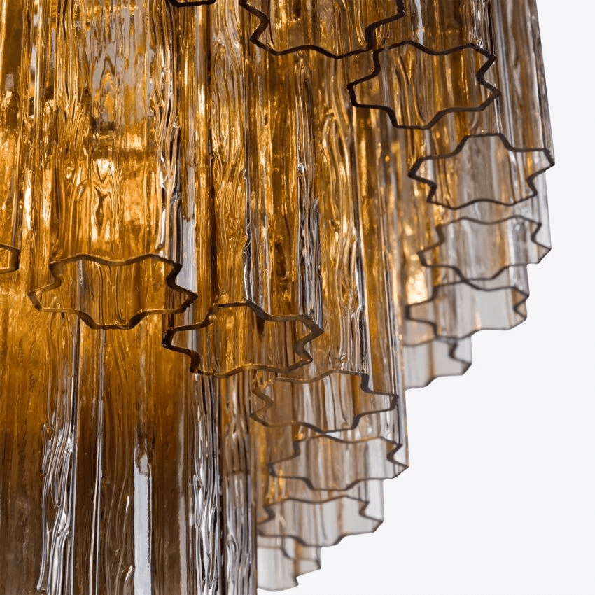Aurora Chandelier Five Tier Fluted Glass Tube Mid Century - Letslighting