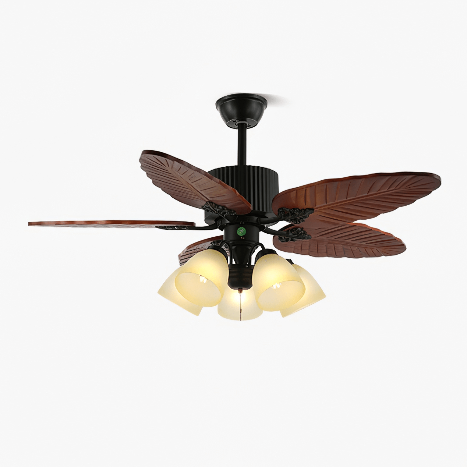 Ventilador de Techo Virella Tropical de Madera y Cristal con Luz, Modelo A