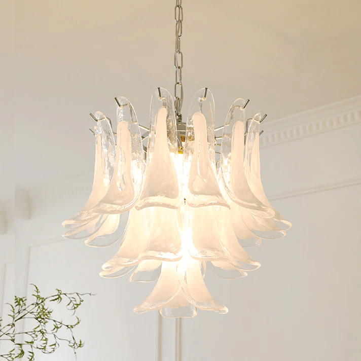 Aurora Chandelier Murano Glass Leaf Golden - Letslighting