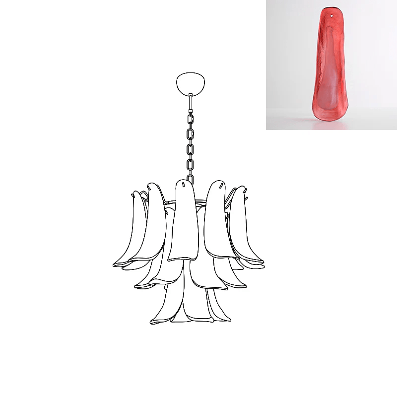Aurora Chandelier Murano Glass Petals Vintage - Letslighting
