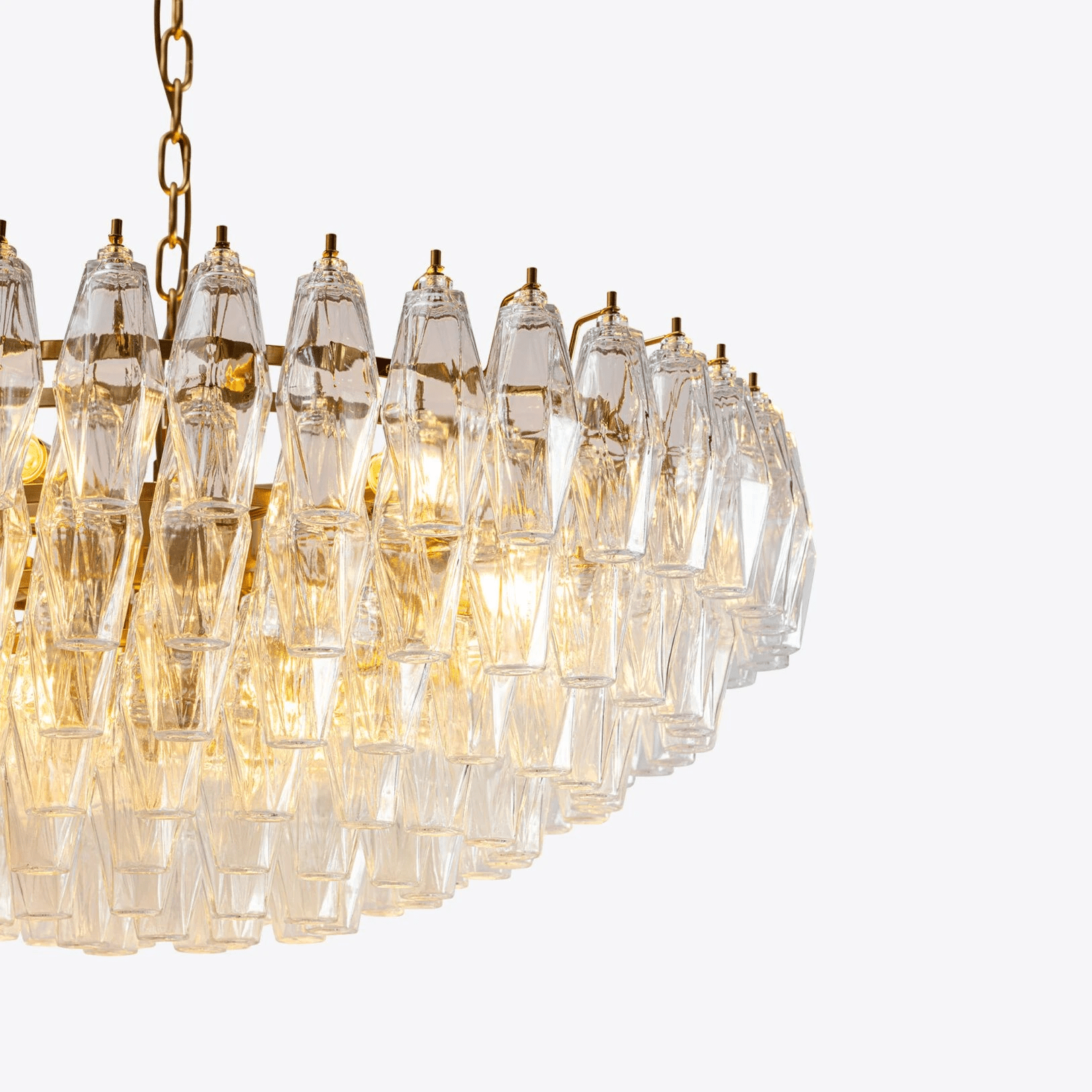 Aurora Chandelier Clear Murano Glass Polyhedron Vintage - Letslighting