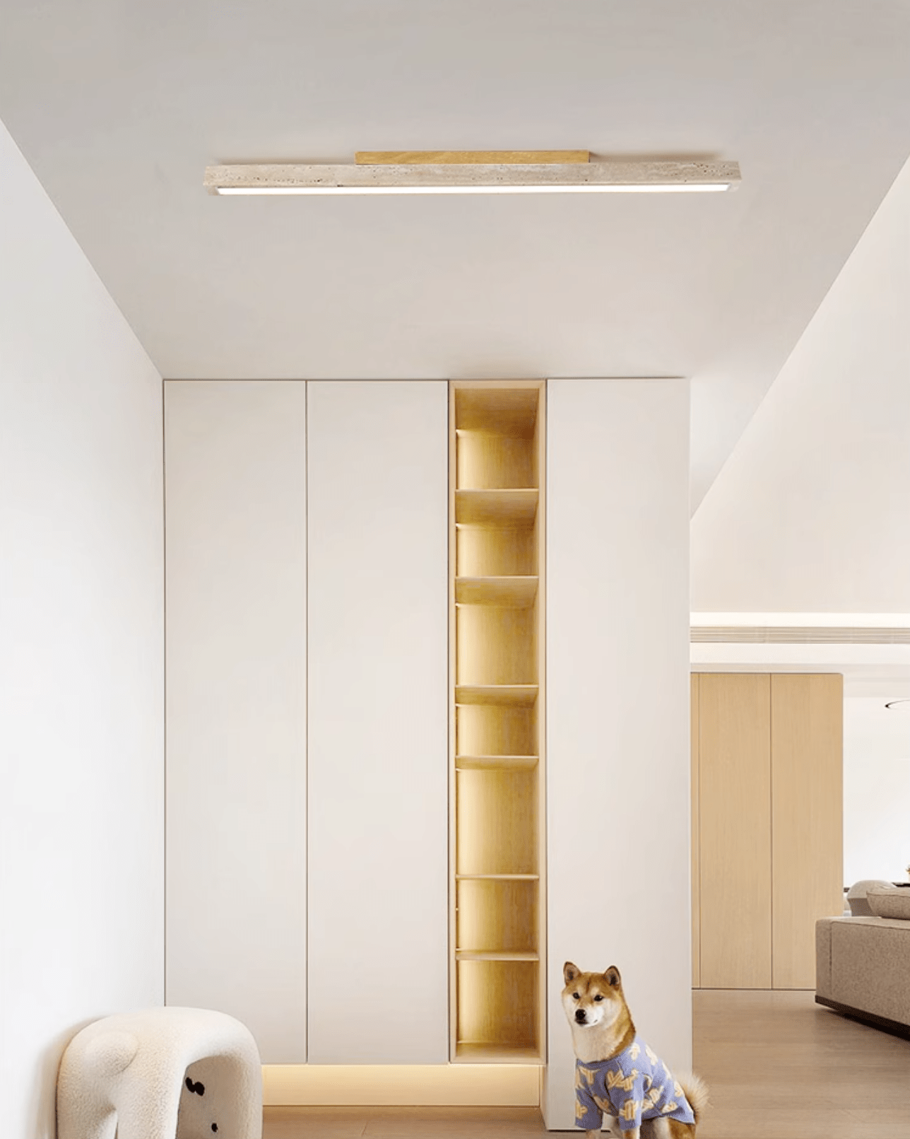 Orvenarae Minimalist Travertine Linear Ceiling Light - Letslighting
