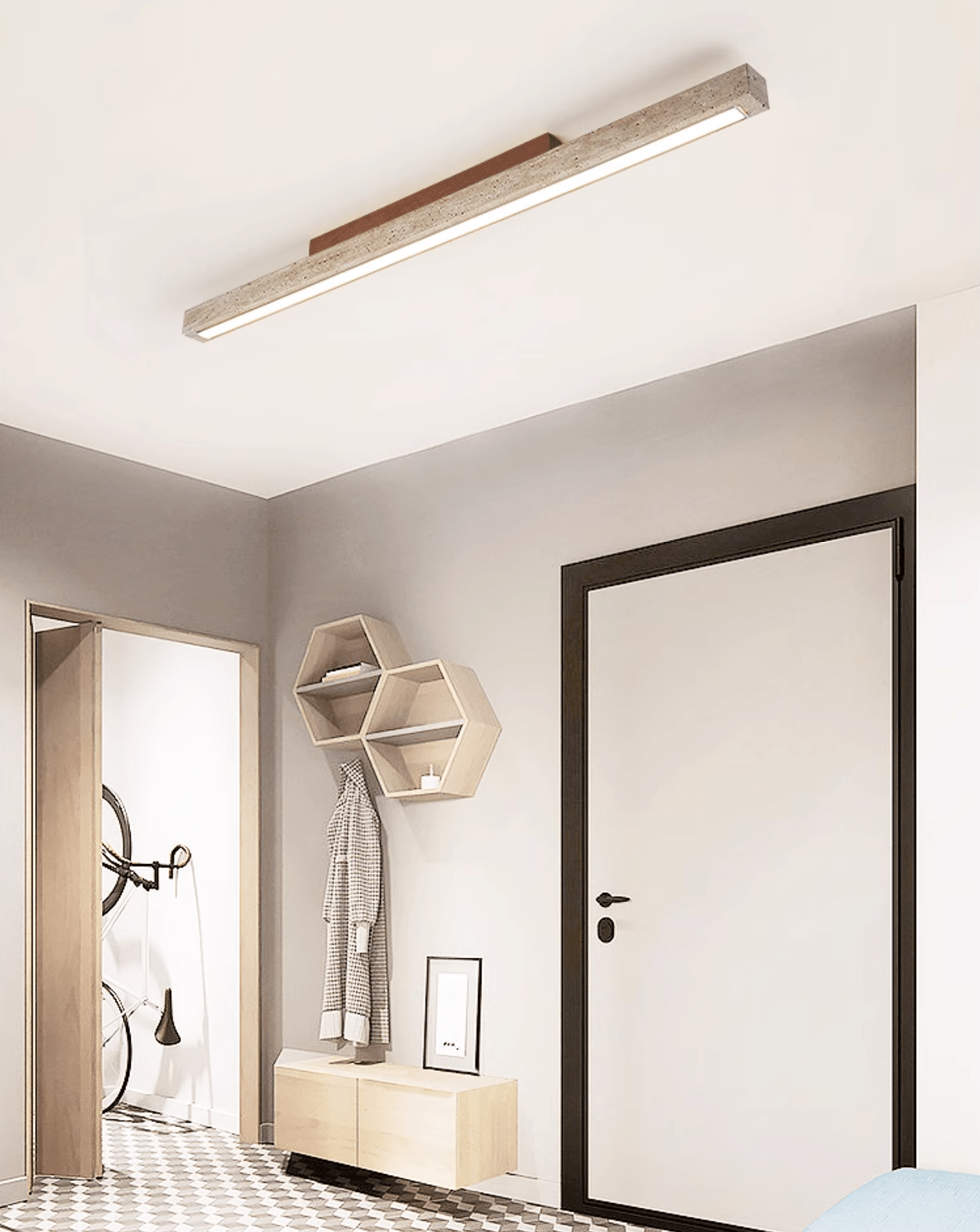 Orvenarae Minimalist Travertine Linear Ceiling Light - Letslighting