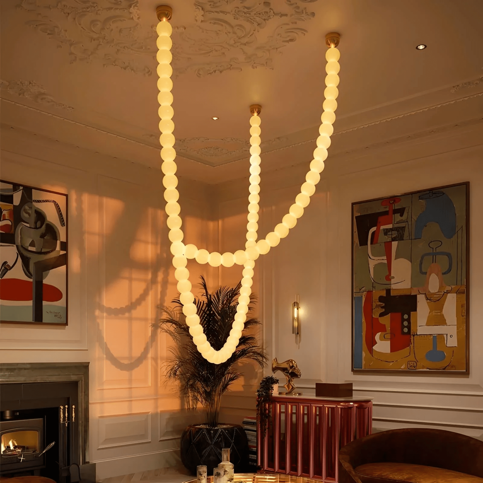 PearlCascade Glass Bead Chandelier - Letslighting
