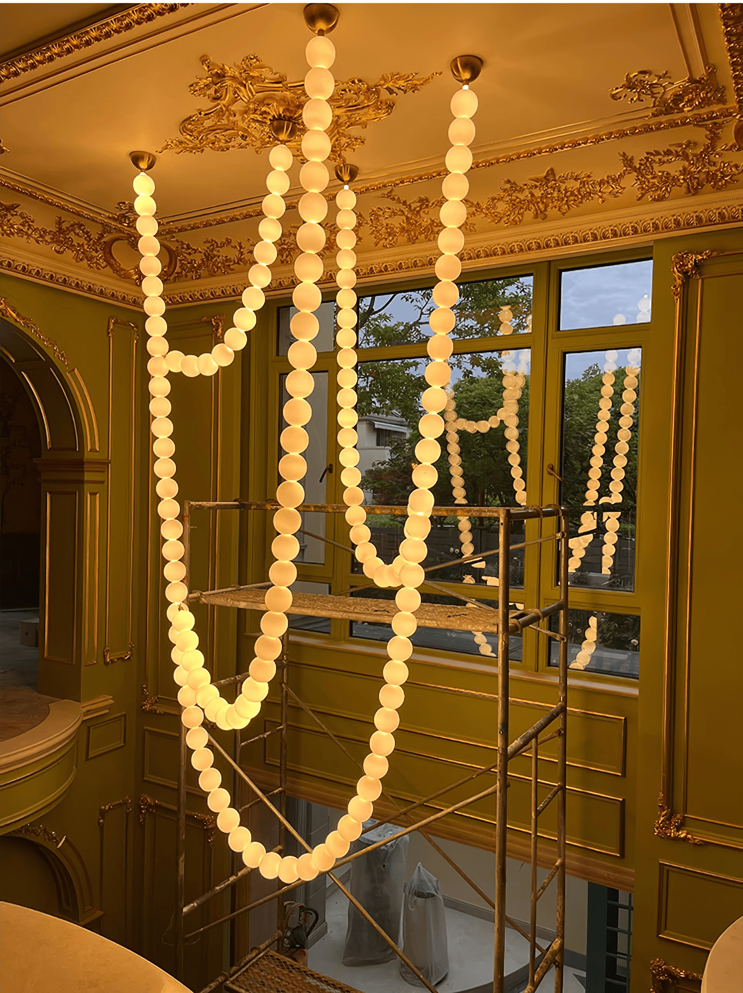PearlCascade Glass Bead Chandelier - Letslighting