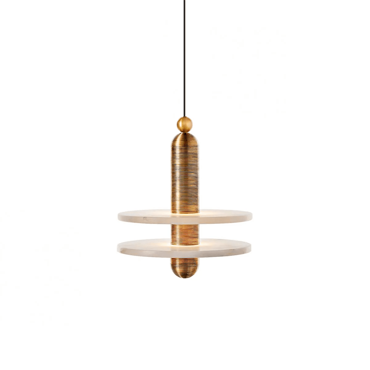 Orion Brushed Brass Alabaster Pendant Light - Letslighting