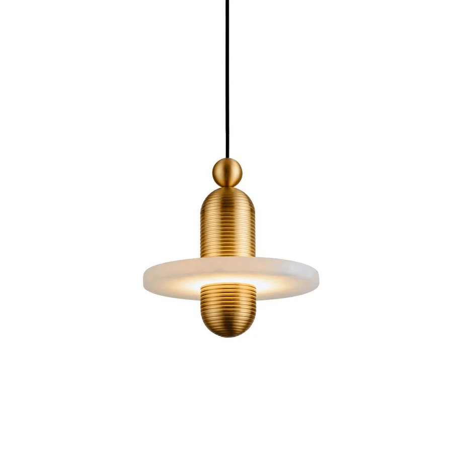 Orion Brushed Brass Alabaster Pendant Light - Letslighting