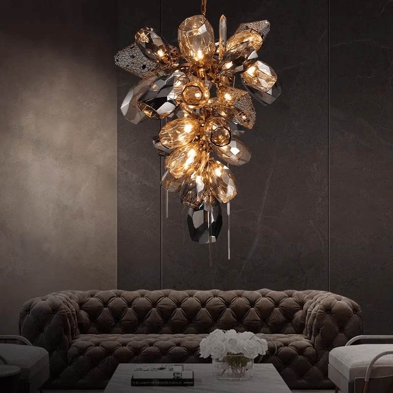 Aurora Chandelier Modern Glass Crystal Smoked Cluster - Letslighting