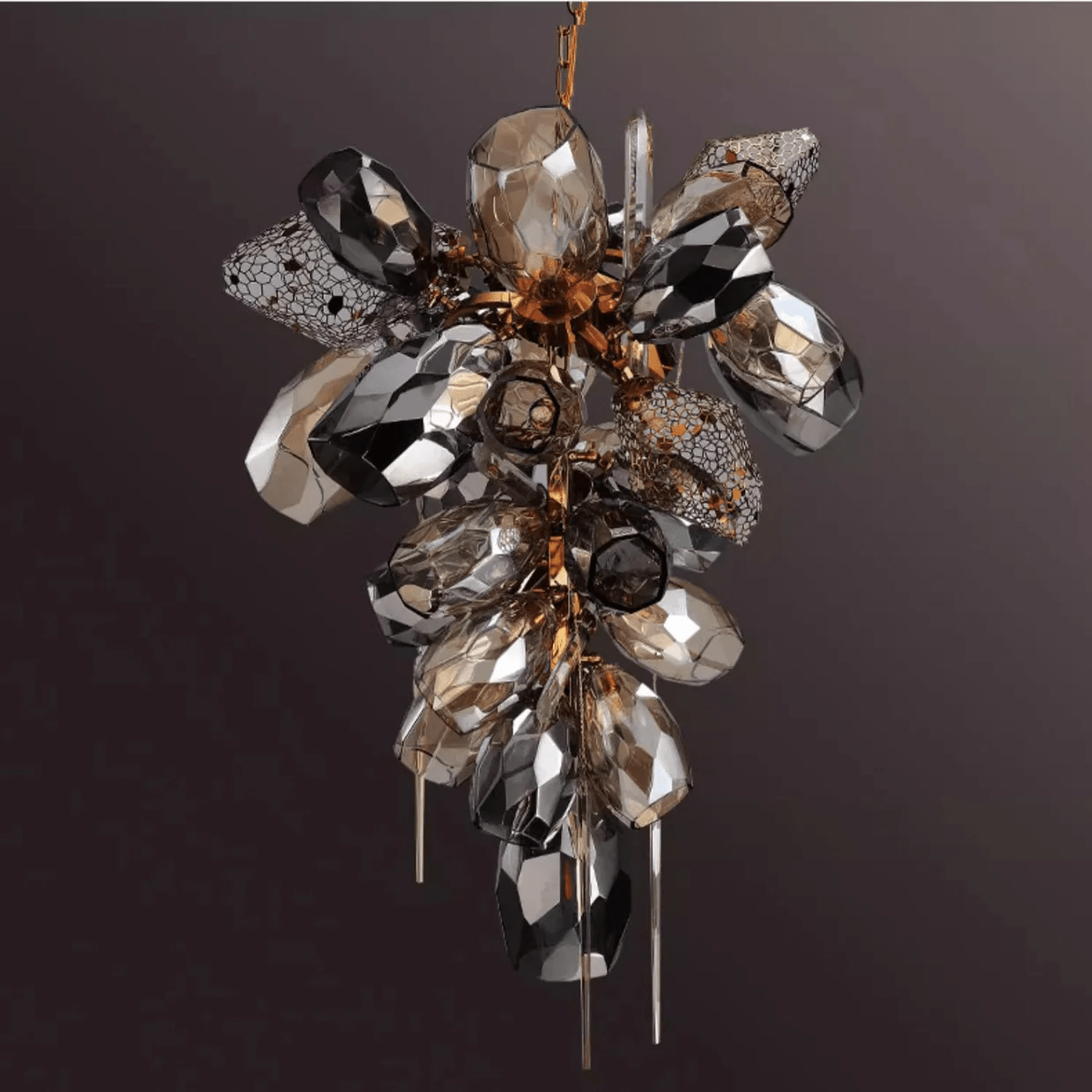 Aurora Chandelier Modern Glass Crystal Smoked Cluster - Letslighting