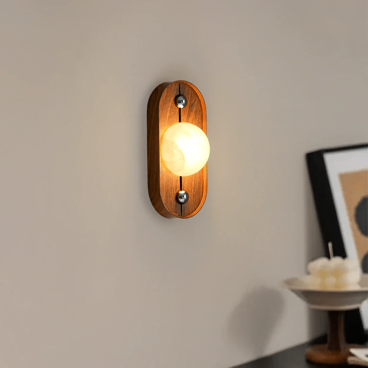 Orlin Alabaster Wood Wall Sconce - Letslighting