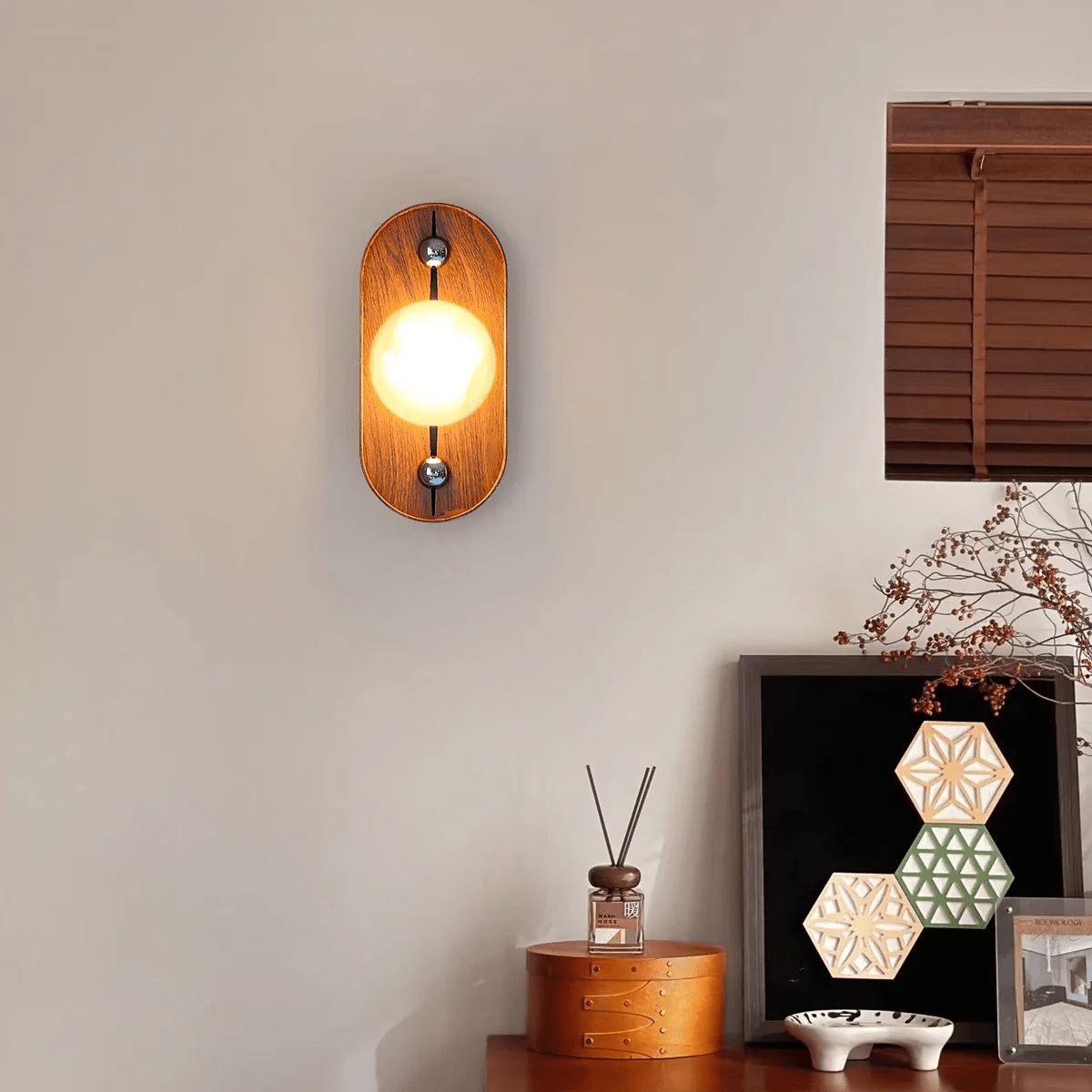 Orlin Alabaster Wood Wall Sconce - Letslighting