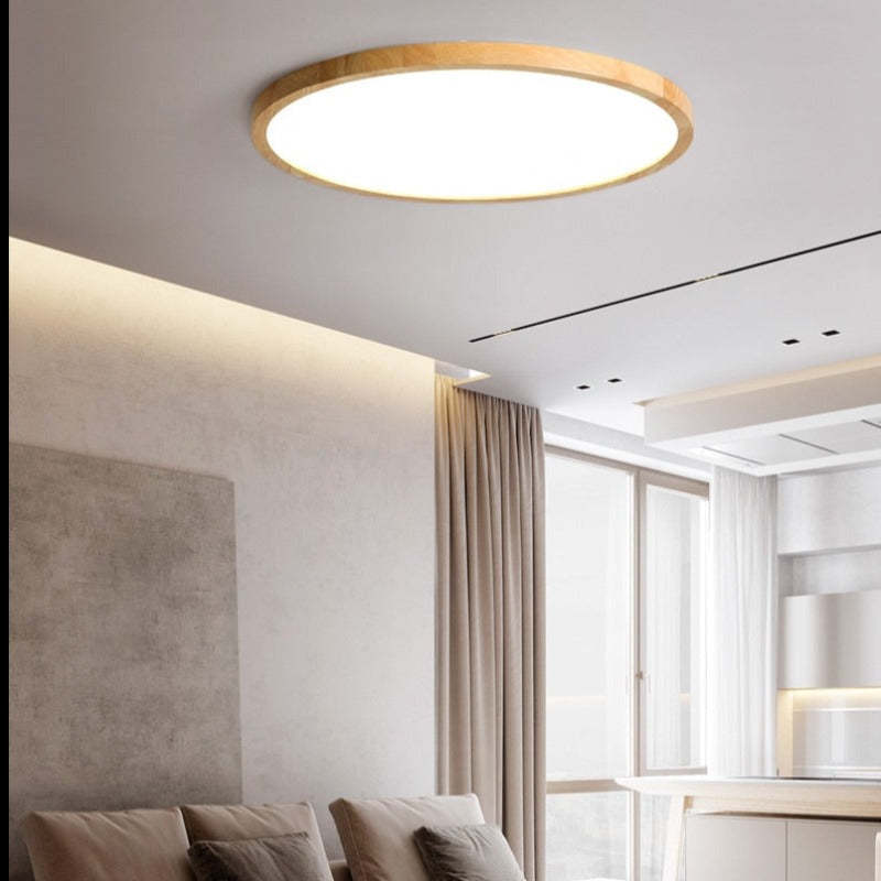Muto Moderna Redonda LED Acrílico Lámpara de Techo Madera