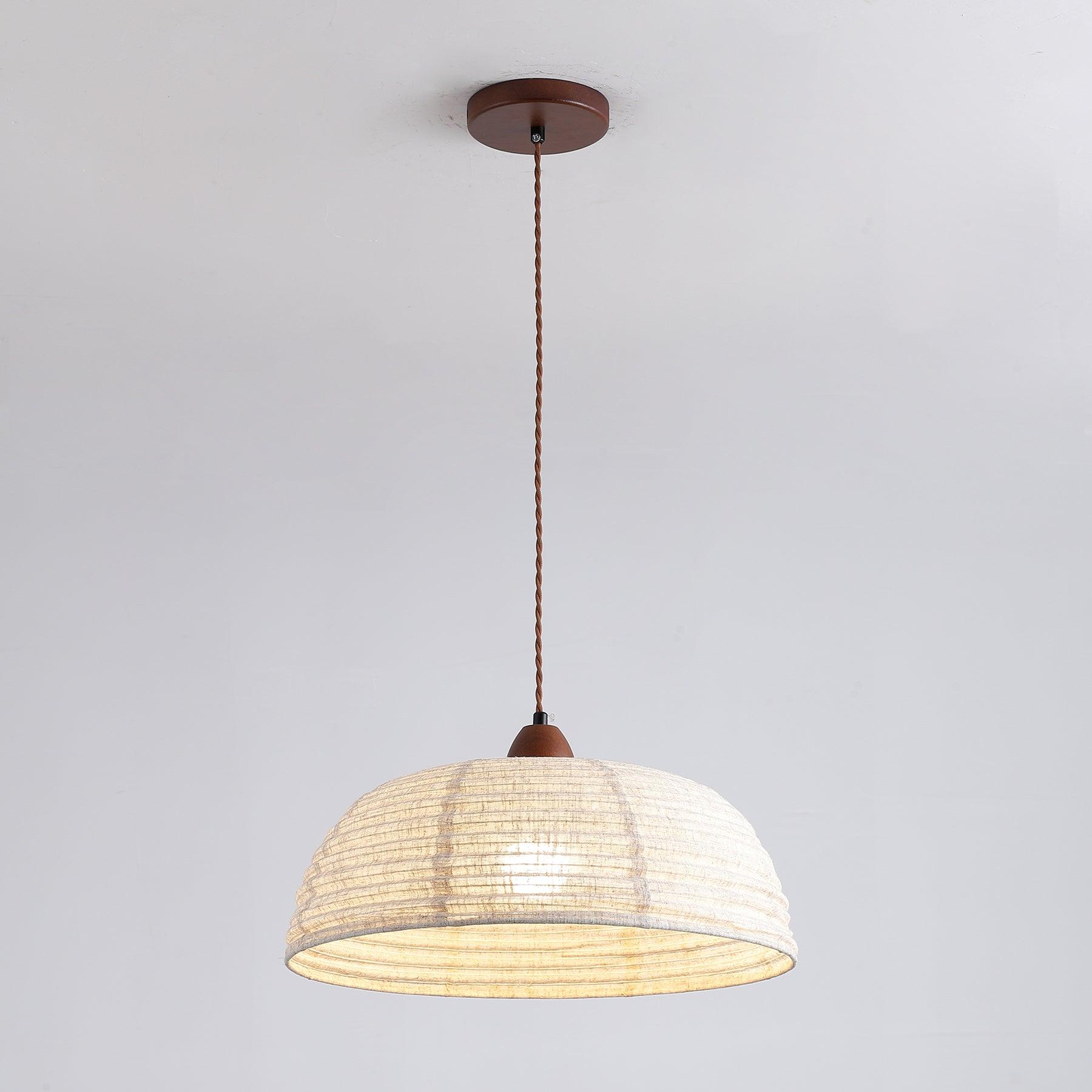 Ritta Retro Linterna Blanco Madera Tela Lámpara Colgante Estudio