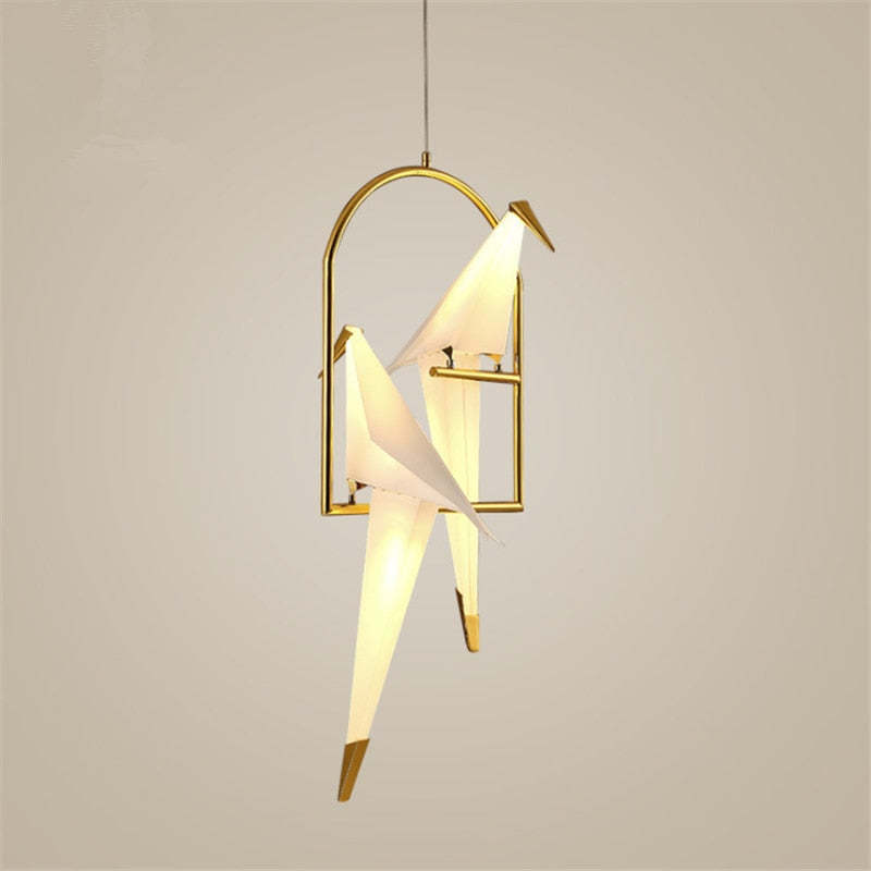 Arisha Decorativa Pájaro Metal/Vidrio Lámpara Colgante Dorada