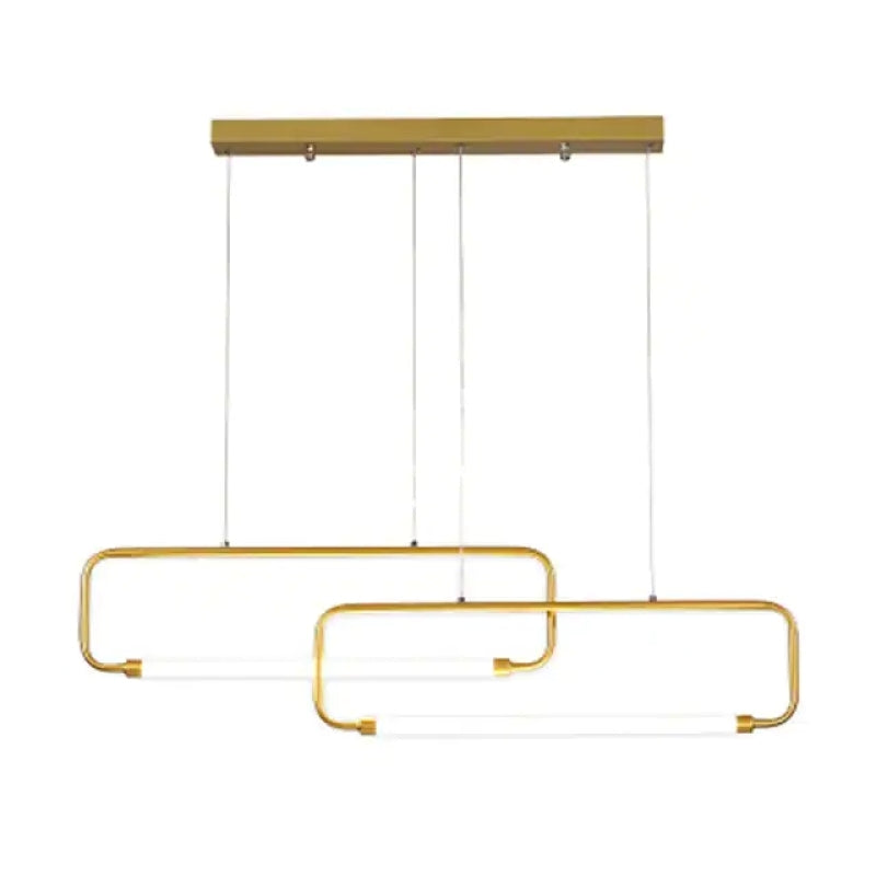 Lauryn Moderna Rectangular Metal Lámpara Colgante, Negra/Dorada
