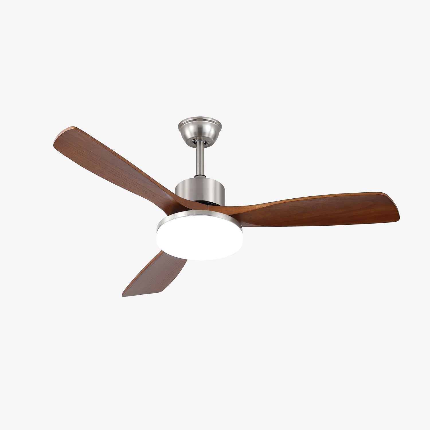 Lámpara ventilador de techo Orvian moderna, destacando su elegancia funcional