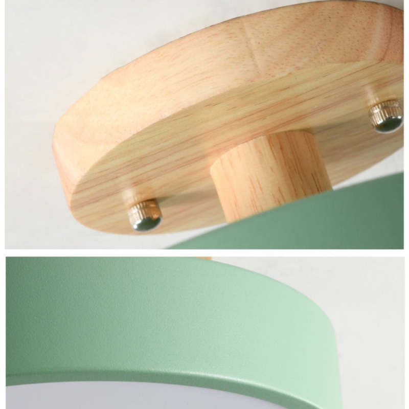 Arisha Moderna Redonda Madera/Acrílica Lámpara de Techo Negra/Rosa/Verde/Madera
