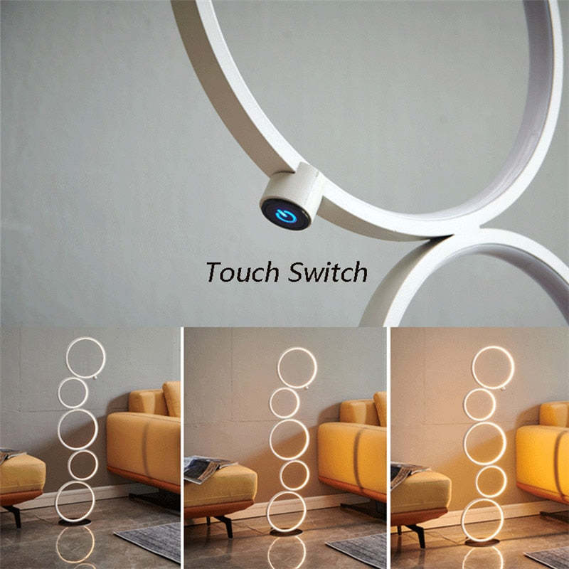 Arisha Moderna Geométrico Metal/Silicio LED Lámpara de Pie Negra/Blanca