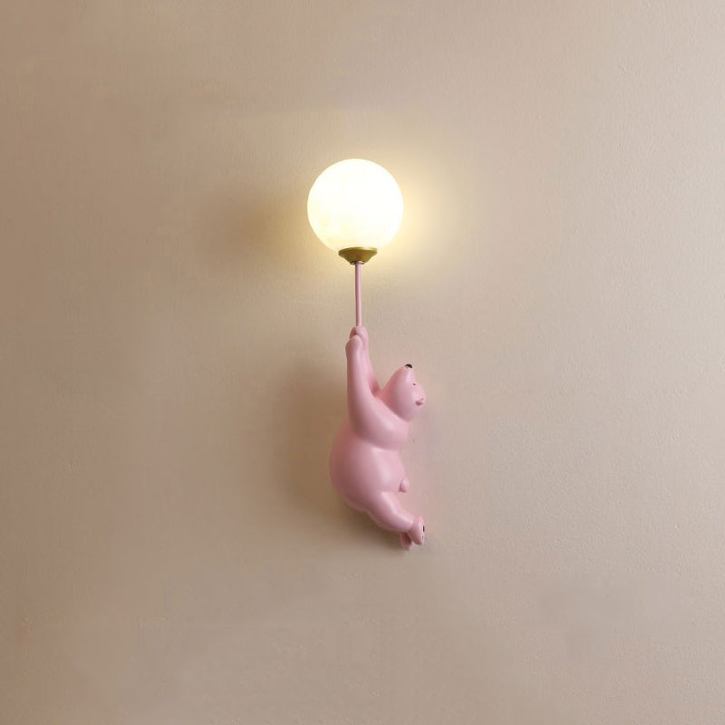 Aria Infantil Globo de Oso Acrílico/Resina Aplique de Pared Blanco/Azul/Rosa