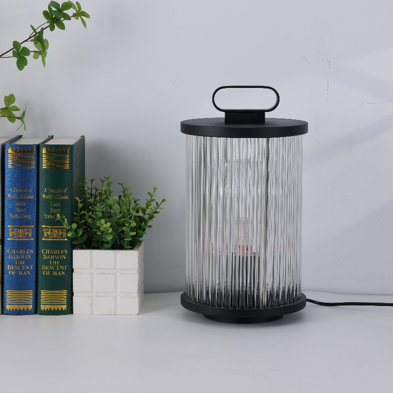 Mira Moderno Geométrico Metal/Vidrio Lámpara de Pie Exterior Negro