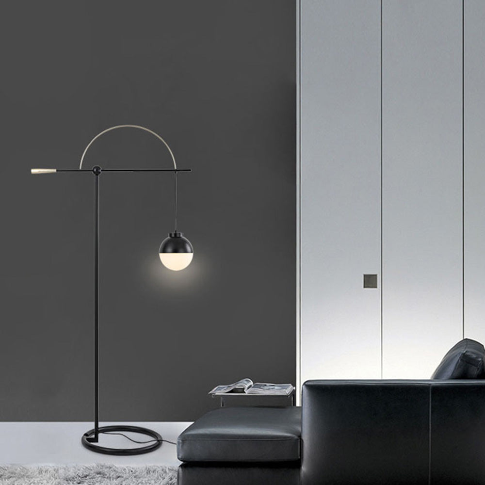 Mira Moderna Simple Metal/Vidrio Lámpara de Pie Negra