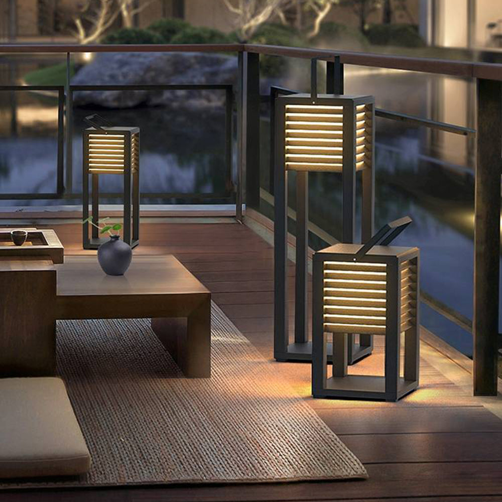 Ray Retro Lámpara de Pie Exterior Cuboide Metal Patio