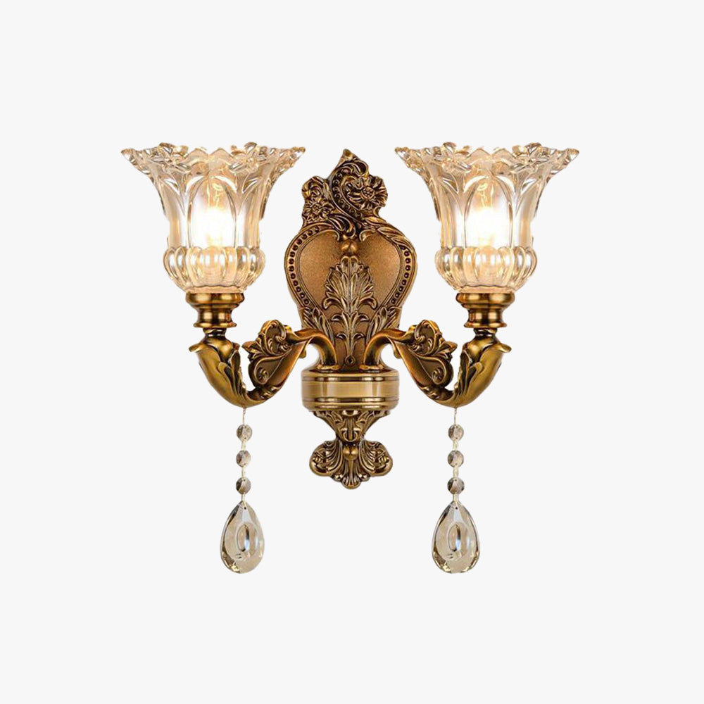 Ray Vintage Flor Metal/Vidrio Aplique de Pared Cobre