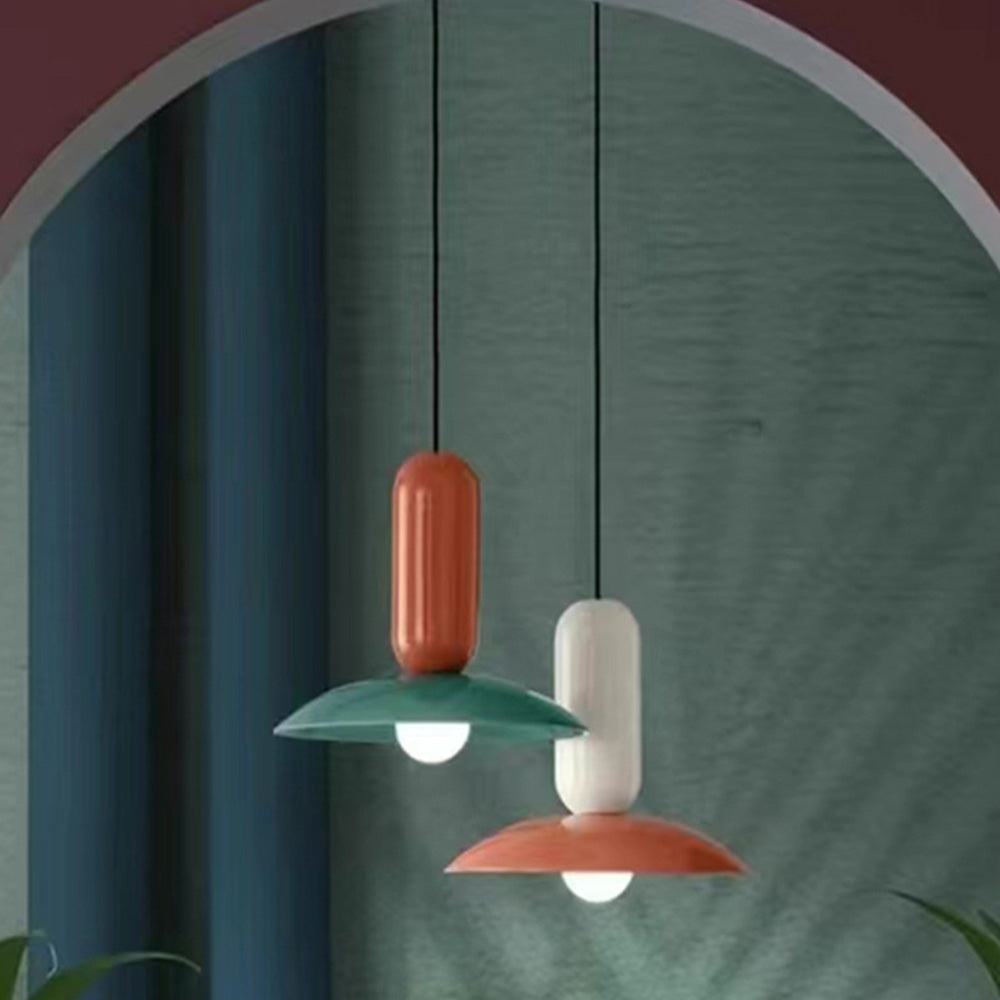 Valentina Moderna Geométrica Metal Lámpara Colgante Naranja/Verde/Blanca