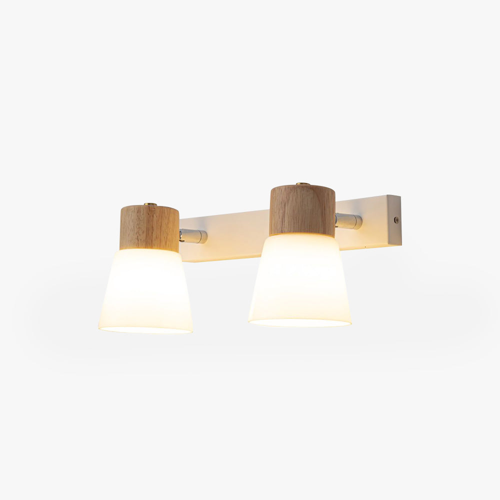 Muto Nórdico Natural Domo Madera/Vidrio Aplique de Pared Blanco