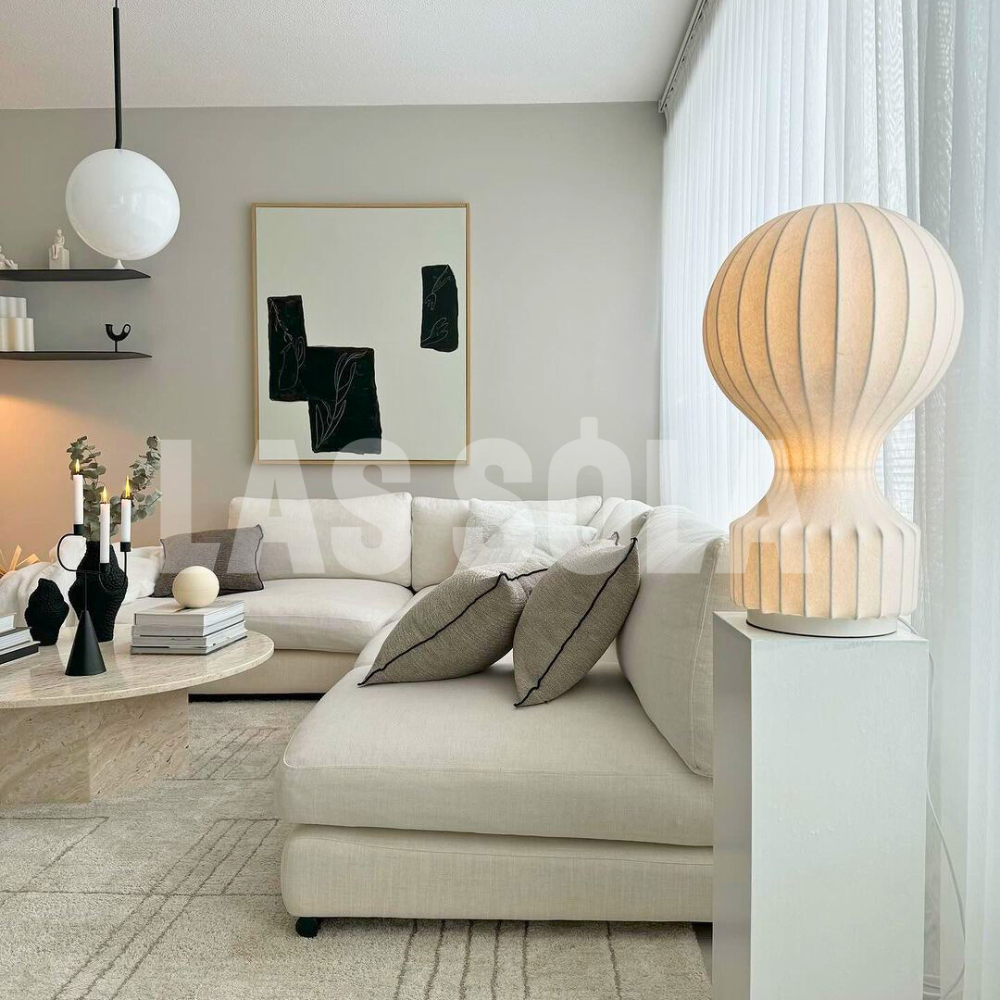 Ritta Minimalista Moderna Metal/Seda Lámpara de Mesa Blanco