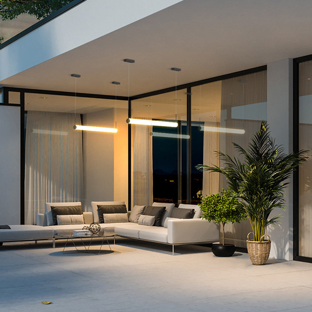 Ray Moderna Cilíndrica Metal Acrílico Lámpara Colgante Exterior