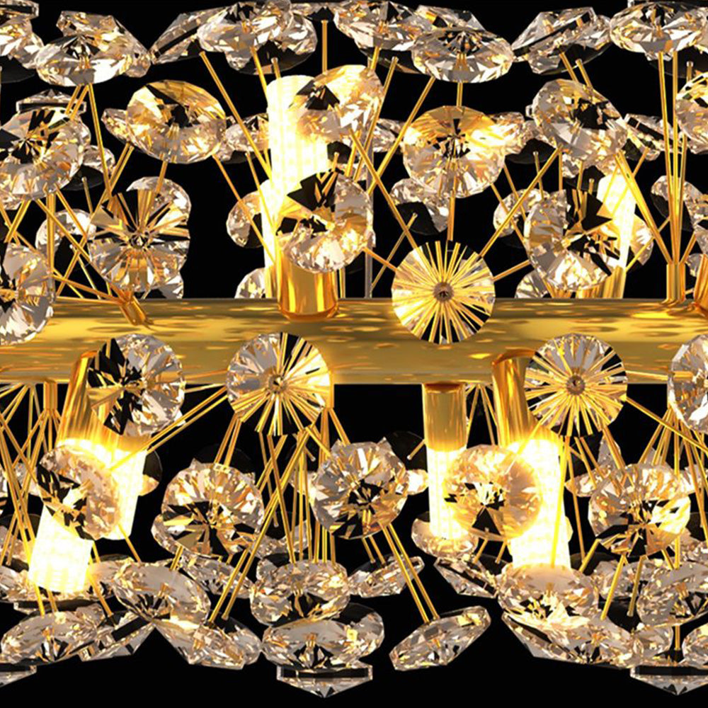 Arisha Vintage Rectangular Metal/Cristal Lámpara Colgante Dorada