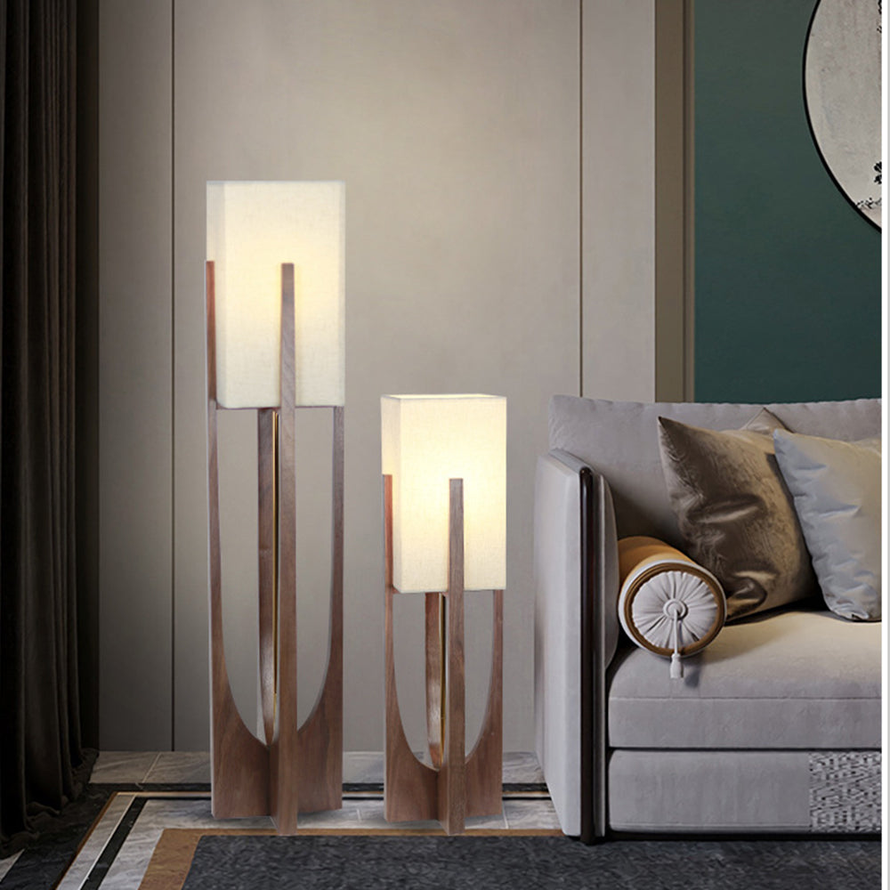 Muto Moderna Minimalista Madera/Tela Lámpara de Pie Nogal/Madera