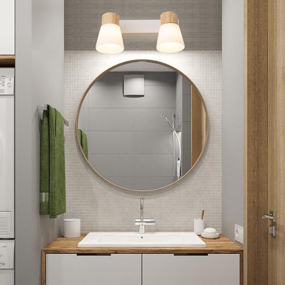 Muto Nórdico Natural Domo Madera/Vidrio Aplique de Pared Blanco
