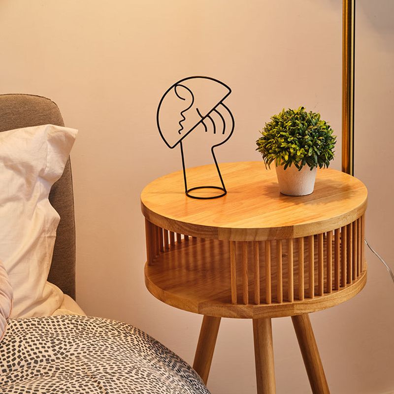 Muto Lámpara de Pie Retro con Pantalla Plegada de Metal y Madera