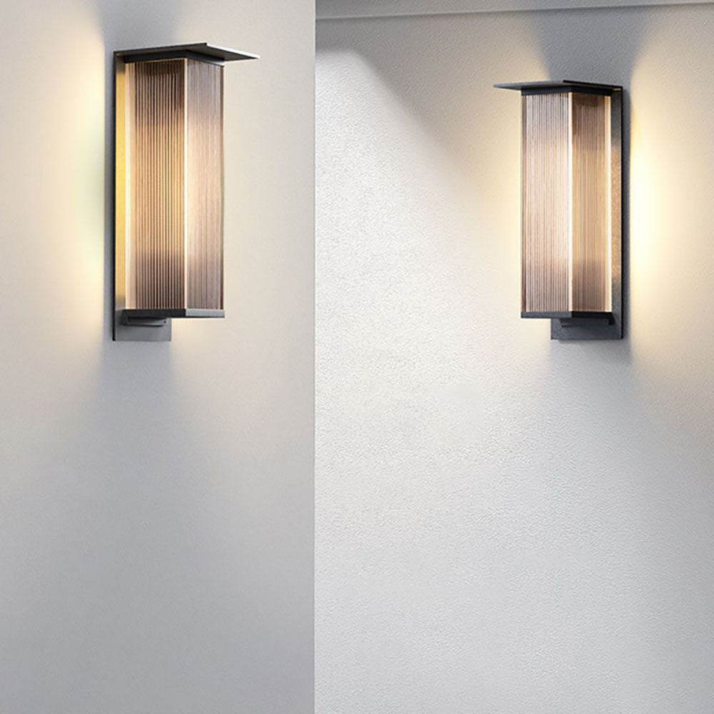 Ray Retro Cuboide Metal/Acrílico LED Aplique de Pared Exterior Negro