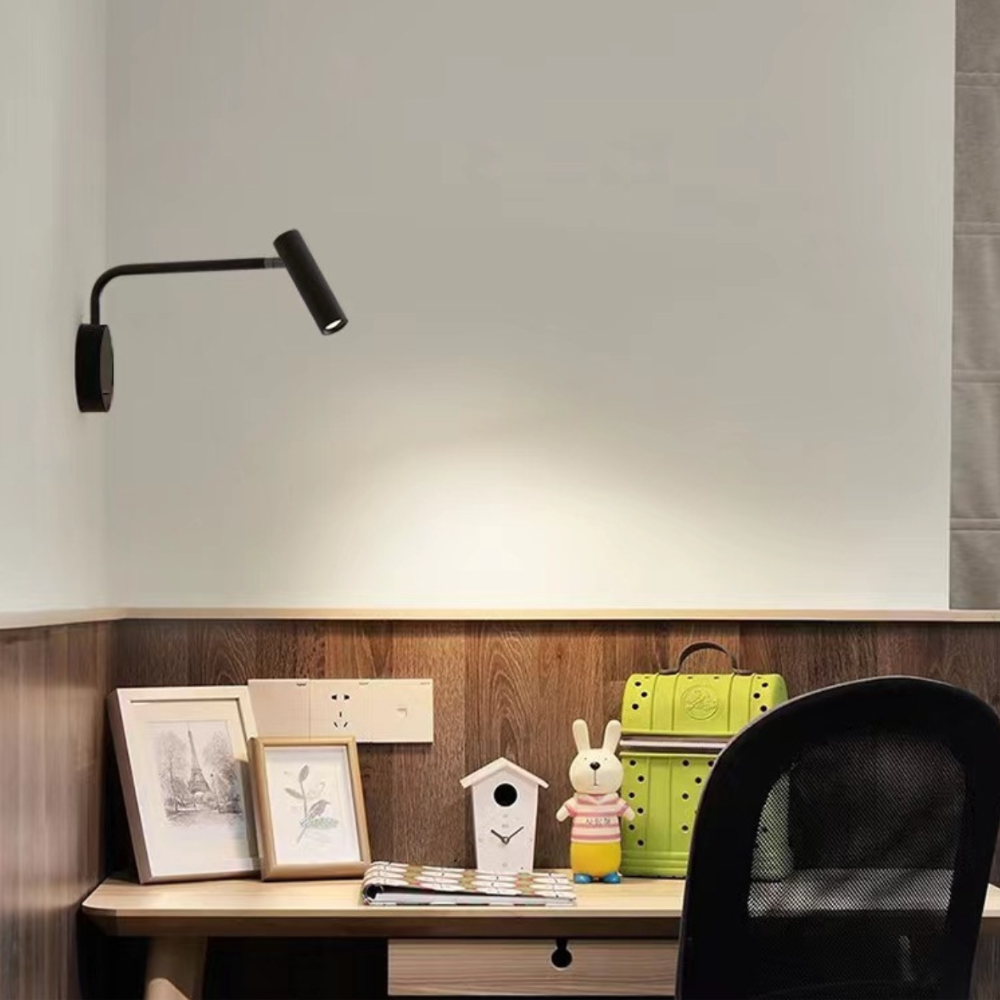 Ray Nórdico Foco Metal/Acrílico Aplique de Pared Negro