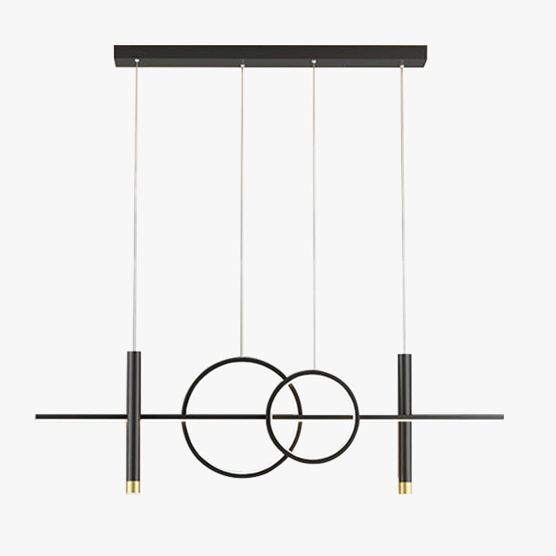 Madina Minimalista Redonda/Lineal Metal Lámpara Colgante Negra/Dorada