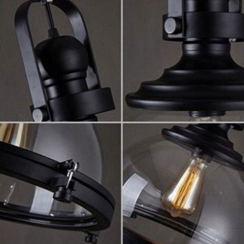 Silva Indutrial Diseño Metal/Vidrio Lámpara Colgante Negra