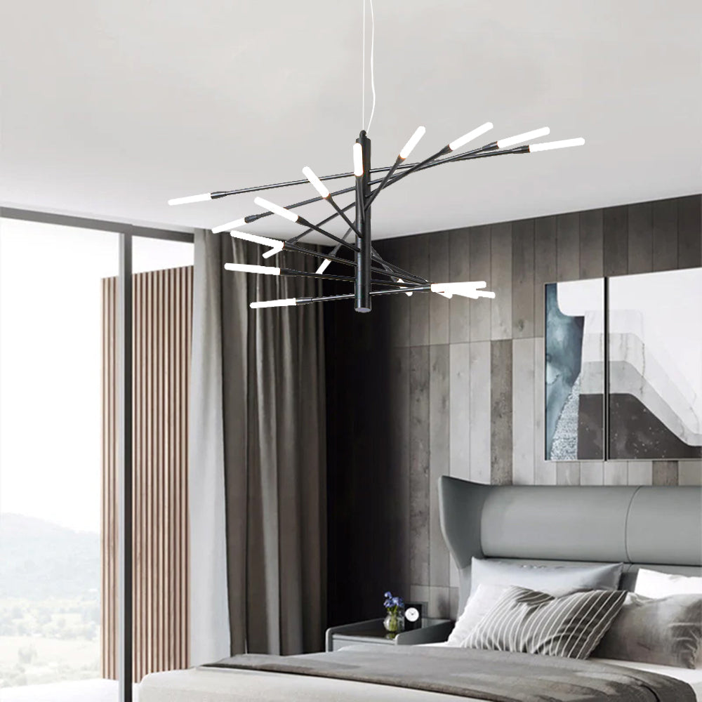 Arisha Moderna Geométrica Aluminio/Acero Lámparas Colgante Negra/Oro Salón
