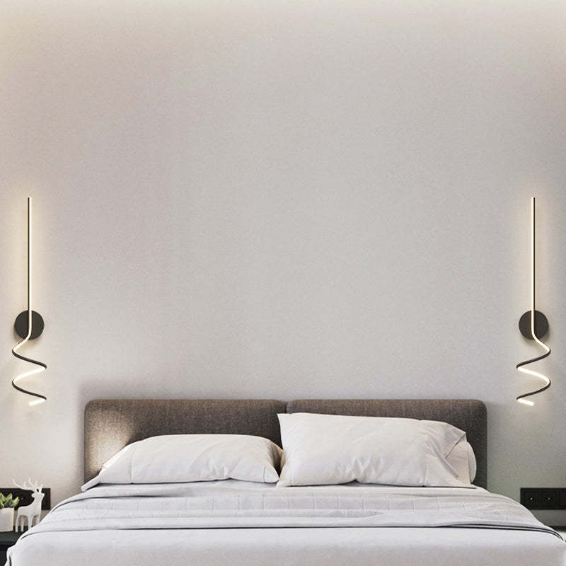 Arisha Moderno LED Spiral Lineal Metal Aplique de Pared Negro/Blanco
