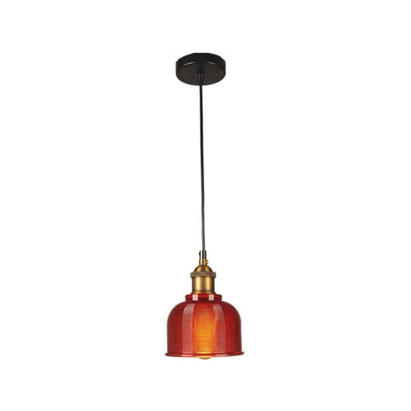 Valentina Industrial Domo Metal/Vidrio Lámpara Colgante Roja/Amarilla/Azul