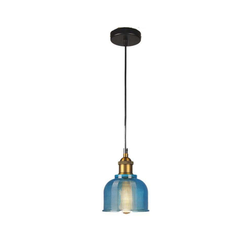 Valentina Industrial Domo Metal/Vidrio Lámpara Colgante Roja/Amarilla/Azul